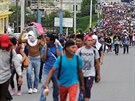 Karavana honduraských uprchlík je na cest do Spojených stát. Na snímku je...