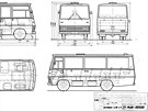 Návrhový výkres midibusu Karosa A30-L7 (linkové provedení A30, íslo 7 udává...