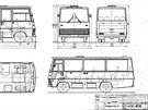 Návrhový výkres midibusu Karosa A30-D7 (dálkové provedení A30, íslo 7 udává...