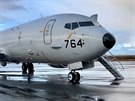 Americký námoní hlídkový letoun P-8A Poseidon na základn Keflavík na Islandu
