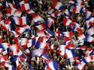 VIVE LA FRANCE. Fanouci Francie ped utkáním Ligy národ proti Nmecku.