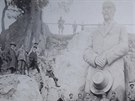 trnctimetrovou sochu T. G. Masaryka u Kunttu zniili nacist, kte...