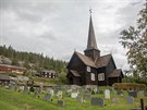 Devný kostel ze 17. století. Kvikne, Norsko