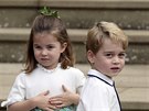 Princezna Charlotte a princ George na svatb princezny Eugenie a Jacka...