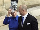 Zara Phillipsová a Mike Tindall na svatb princezny Eugenie a Jacka Brooksbanka...