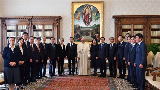 Jihokorejsk prezident Mun e-in na soukrom audienci u papee Frantika