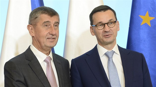esk premir Andrej Babi a polsk premir Mateusz Morawiecki pi setkn ve Varav (15.10. 2018)