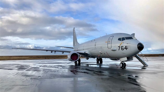 Americk nmon hldkov letoun P-8A Poseidon na zkladn Keflavk na Islandu