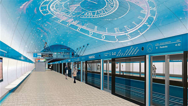 Vizualizace plánované stanice metra Pankrác na trase D