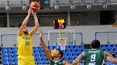 Jakub iina (ve lutém) z Opavy stílí na ko Nanterre pes Dominica Waterse.