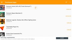 Aplikace Purchased Apps vám ukáe pehled vaich nákup v Obchod Play.