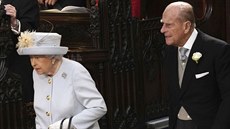 Královna Albta II. a princ Philip na svatb princezny Eugenie a Jacka...