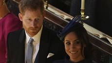 Princ Harry a vévodkyn Meghan na svatb princezny Eugenie a Jacka Brooksbanka...