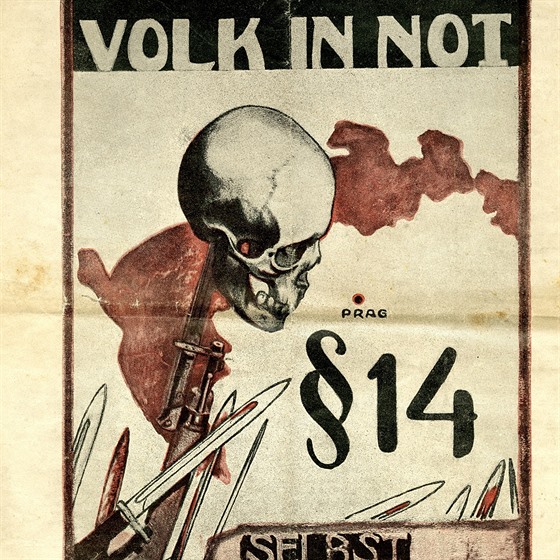 Dobový plakát vlády provincie Deutschböhmen, kterým se odvolává na právo na...