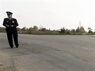 Tiskov mluv policie Jiina Vybhalov ukazuje msto na okraji Mohelnice, kde...
