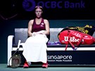 SMUTNÁ. Nizozemská tenistka Kiki Bertensová je zklamaná z prbhu svého zápasu...
