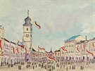 Slavnostně vyzdobené náměstí v Litomyšli 29. října 1918
