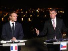 Francouzský prezident Emanuel Macron a eský premiér Andrej Babi