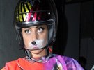 Lady gaga pono leaving a dance studio in Manchester wearing a motorbike helmet