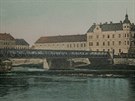 Dlouhý most v první polovin 20. století na pohlednici z knihy eské Budjovice...
