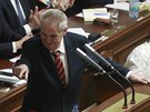 Prezident Milo Zeman ve Snmovn vystoupil ve Snmovn pi projednávání...