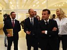 Emmanuel Macron v praské Národní galerii v rámci oslav stého výroí zaloení...