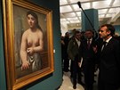 Emmanuel Macron v praské Národní galerii v rámci oslav 100. výroí zaloení...