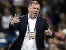 Plzeský kou Pavel Vrba bhem utkání Ligy mistr na Realu Madrid.