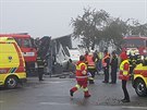 Nehoda autobusu a kamionu u Vysok�ch Studnic na Jihlavsku.