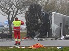Nehoda autobusu a kamionu u Vysok�ch Studnic na Jihlavsku.