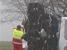 Nehoda autobusu a kamionu u Vysok�ch Studnic na Jihlavsku.