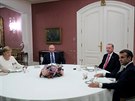 Nmecká kancléka Angela Merkelová, ruský prezident Vladimir Putin, turecký...