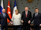 Ruský prezident Vladimir Putin, nmecká kancléka Angela Merkelová, turecký...