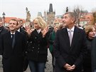 Praha, 27.10.2018, Emmanuel Macron, Monika Babiová, Andrej Babi v rámci oslav...
