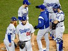 Zklamaní baseballisté Los Angeles Dodgers po prvním utkání Svtové série