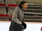 Jaromír Jágr bhem tréninku s dtmi na tineckém led
