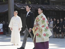 Kei Moriya a japonská princezna Ayako ve svatební den (Tokio, 29. íjna 2018)