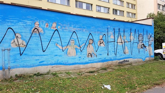 Neznámý vandal zničil v pražských Bohnicích rozpracované velkoformátové graffiti výtvarníka Kurta Gebauera.