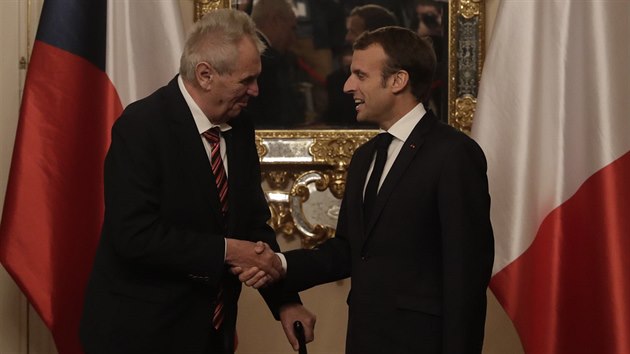 Prezident Milo Zeman se na Praskm hrad setkal s francouzskm prezidentem Emmanuelem Macronem (26. jna 2018).