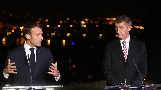 Francouzsk prezident Emmanuel Macron se setkal s eskcm premirem Andrejem Babiem (26. jna 2018).