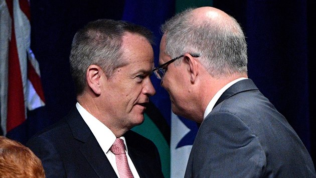 Australský premiér Scott Morrison a vůdce opoziční Australské strany práce Bill Shorten (Canberra, 22.10.2018)