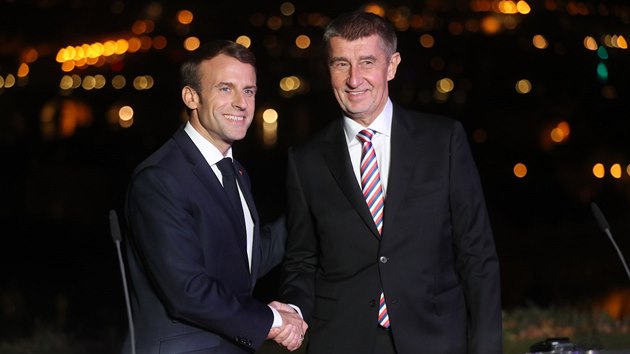 Francouzsk prezident Emmanuel Macron se setkal s eskm premirem Andrejem Babiem (26. jna 2018).