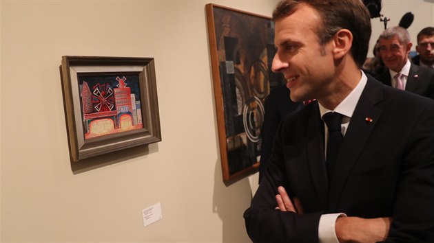 Praha, 27.10.2018, Emmanuel Macron v prask Nrodn galerii v rmci oslav 100. let republiky