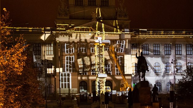 Videomapping na N�rodn�m muzeu p�i p��le�itosti oslav vzniku republiky. (27. ��jna 2018)