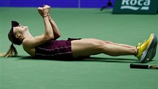 Ukrajinská tenistka Elina Svitolinová se raduje z vítzství na Turnaji mistry.