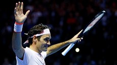 Roger Federer ze výcarska se raduje z vítzství na domácím turnaji v Basileji.