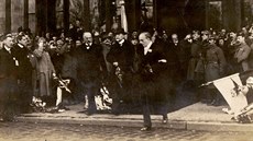 Příjezd Tomáše Garrigua Masaryka na Wilsonovo nádraží v Praze (21. prosince...