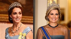 Vévodkyn Kate a nizozemská královna Máxima (Londýn, 23. íjna 2018)