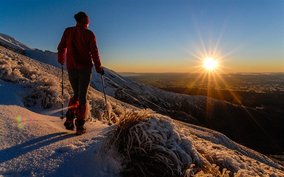 Mount Taranaki, Nový Zéland. Pouitím vyího clonového ísla zvýrazníte efekt...