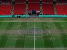 Pohled na trávník stadionu Wembley, na nm se hrál fotbalový zápas mezi...